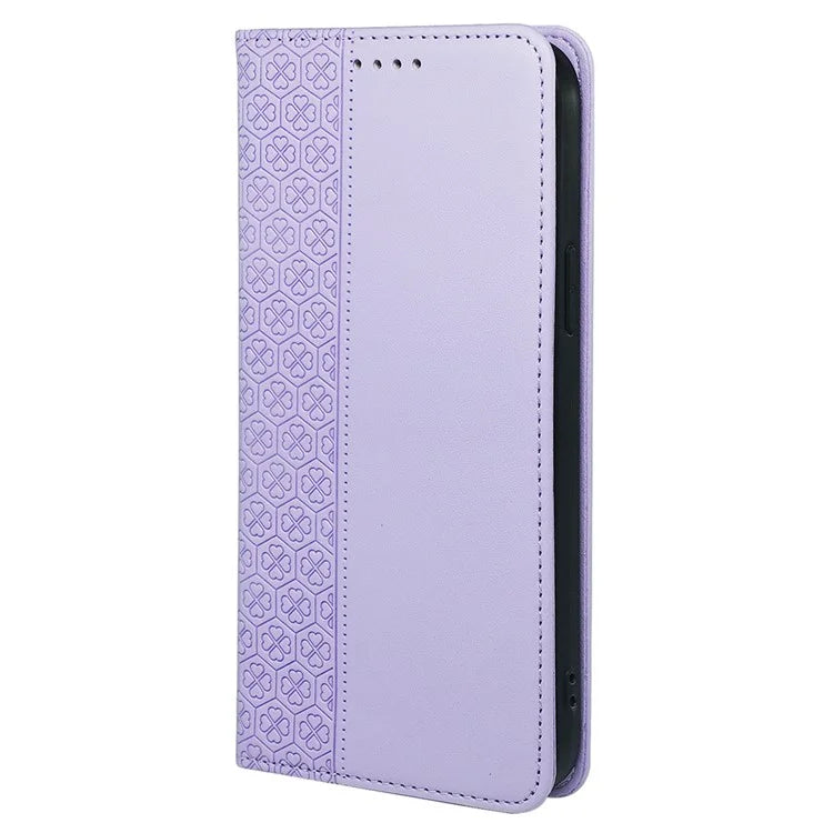 For iPhone 14 Case Four-Leaf Clover Leather Flip Phone Cover Stand Wallet