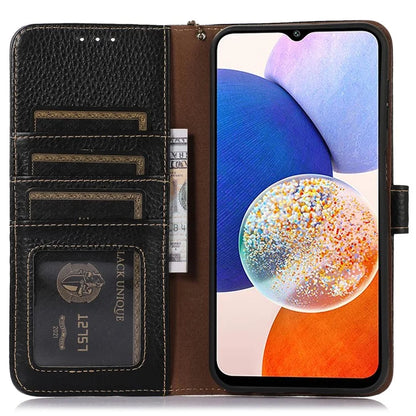 For Samsung Galaxy M35 5G Case RFID Blocking Genuine Cow Leather Phone Cover