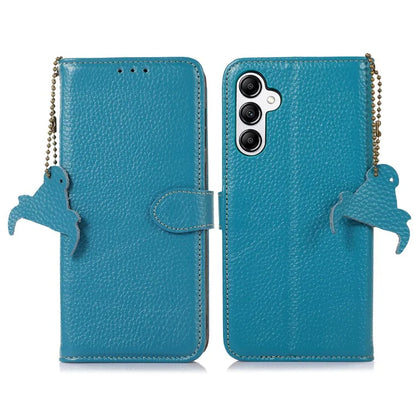 For Samsung Galaxy M35 5G Case RFID Blocking Genuine Cow Leather Phone Cover
