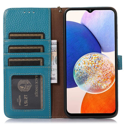 For Samsung Galaxy M35 5G Case RFID Blocking Genuine Cow Leather Phone Cover