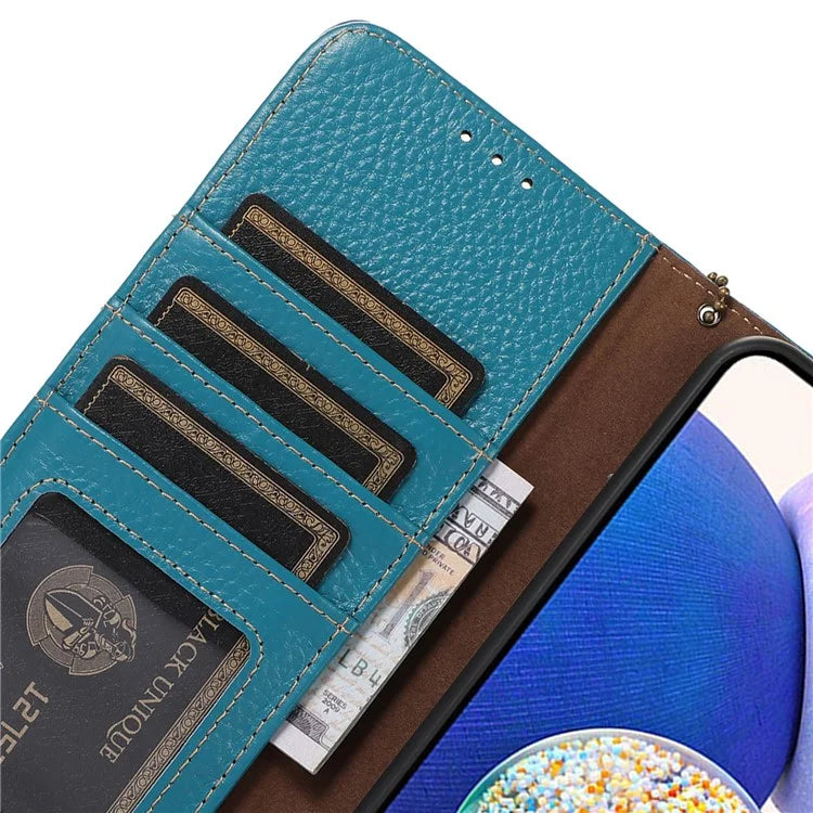 For Samsung Galaxy M35 5G Case RFID Blocking Genuine Cow Leather Phone Cover