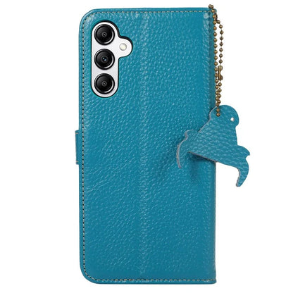 For Samsung Galaxy M35 5G Case RFID Blocking Genuine Cow Leather Phone Cover