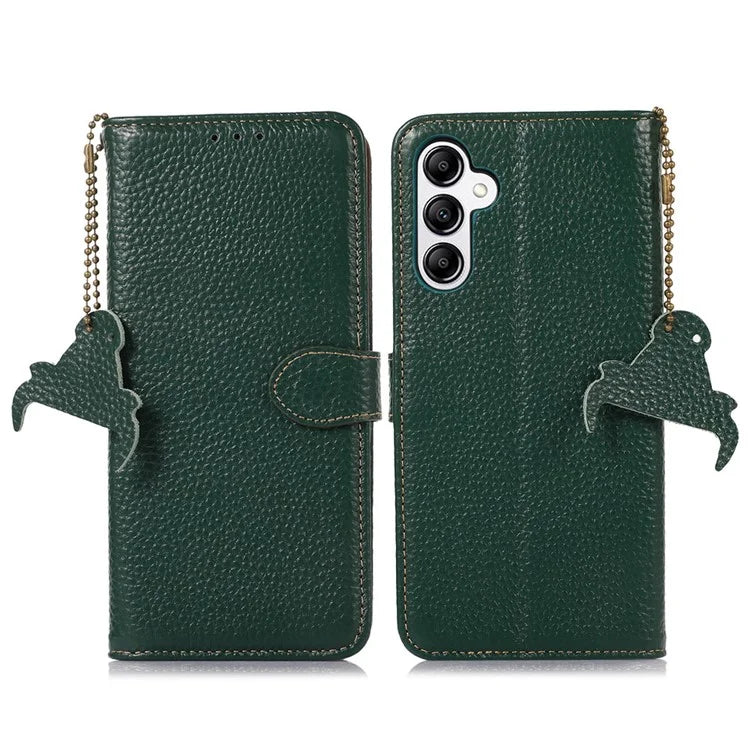 For Samsung Galaxy M35 5G Case RFID Blocking Genuine Cow Leather Phone Cover