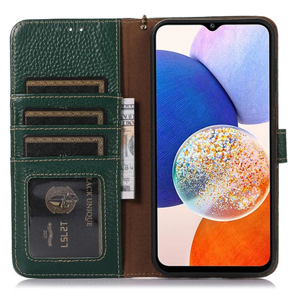 For Samsung Galaxy M35 5G Case RFID Blocking Genuine Cow Leather Phone Cover