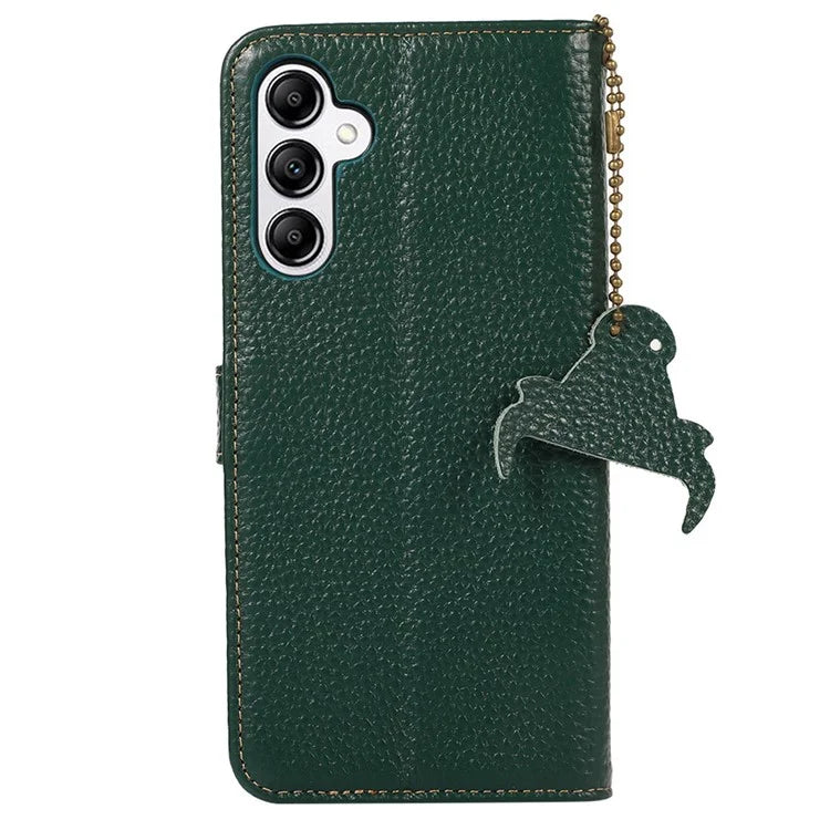 For Samsung Galaxy M35 5G Case RFID Blocking Genuine Cow Leather Phone Cover