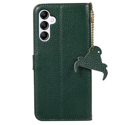 For Samsung Galaxy M35 5G Case RFID Blocking Genuine Cow Leather Phone Cover
