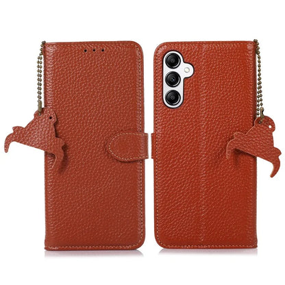 For Samsung Galaxy M35 5G Case RFID Blocking Genuine Cow Leather Phone Cover