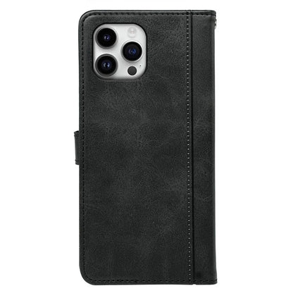 For iPhone 16 Pro Case Calf Texture Leather Stand Book Style Phone Cover