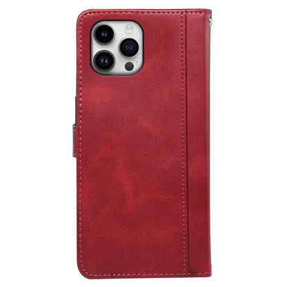 For iPhone 16 Pro Case Calf Texture Leather Stand Book Style Phone Cover