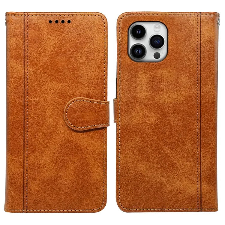 For iPhone 16 Pro Case Calf Texture Leather Stand Book Style Phone Cover