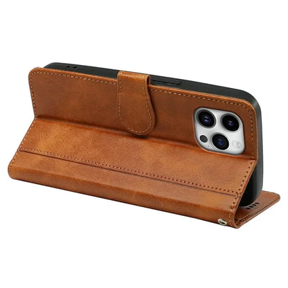For iPhone 16 Pro Case Calf Texture Leather Stand Book Style Phone Cover