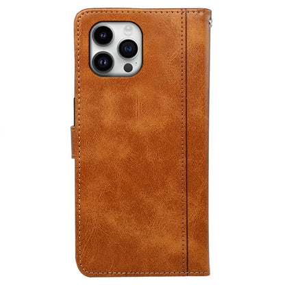 For iPhone 16 Pro Case Calf Texture Leather Stand Book Style Phone Cover