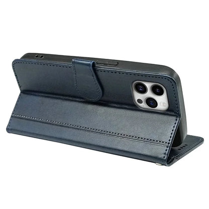 For iPhone 16 Pro Case Calf Texture Leather Stand Book Style Phone Cover