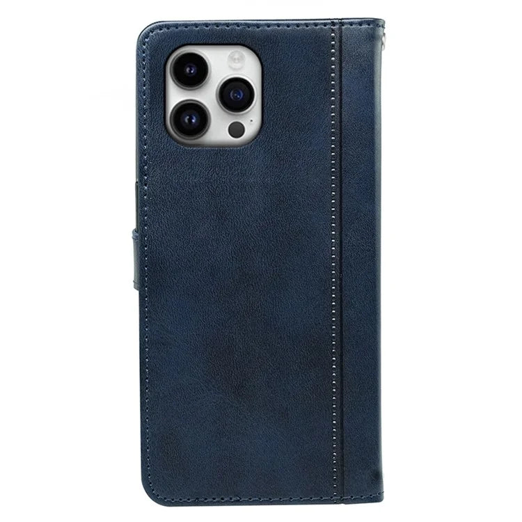 For iPhone 16 Pro Case Calf Texture Leather Stand Book Style Phone Cover
