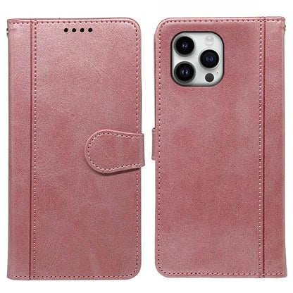 For iPhone 16 Pro Case Calf Texture Leather Stand Book Style Phone Cover