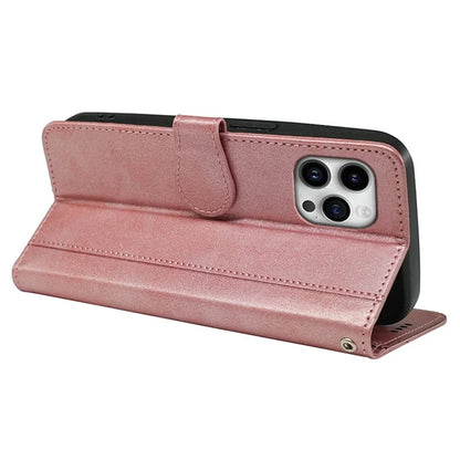 For iPhone 16 Pro Case Calf Texture Leather Stand Book Style Phone Cover