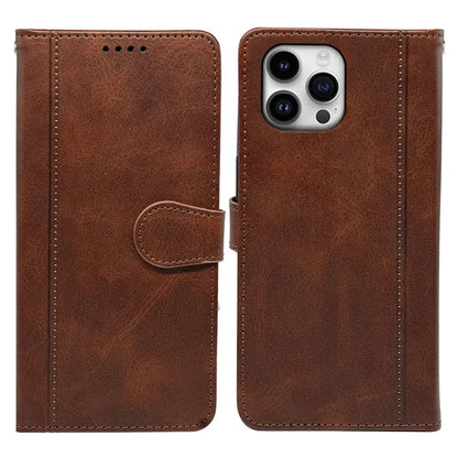 For iPhone 16 Pro Case Calf Texture Leather Stand Book Style Phone Cover