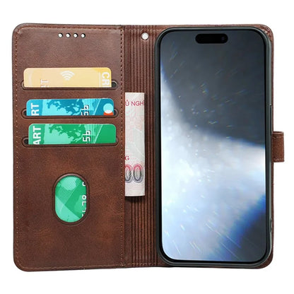 For iPhone 16 Pro Case Calf Texture Leather Stand Book Style Phone Cover