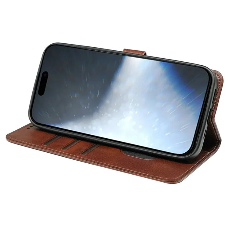For iPhone 16 Pro Case Calf Texture Leather Stand Book Style Phone Cover