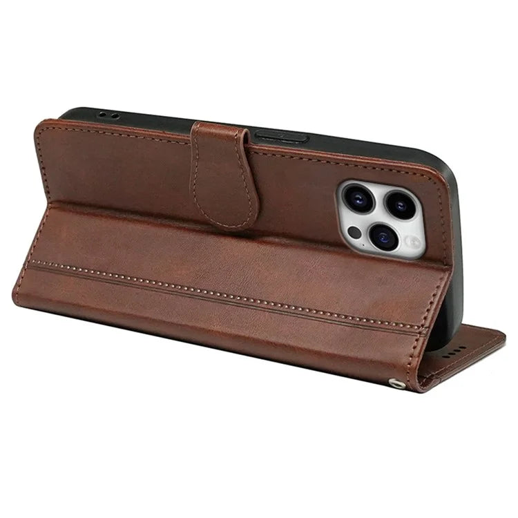 For iPhone 16 Pro Case Calf Texture Leather Stand Book Style Phone Cover