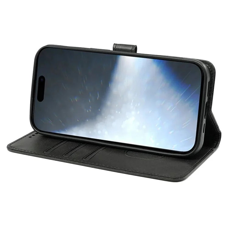 For iPhone 16 Plus Case Calf Texture Leather Stand Book Style Phone Cover