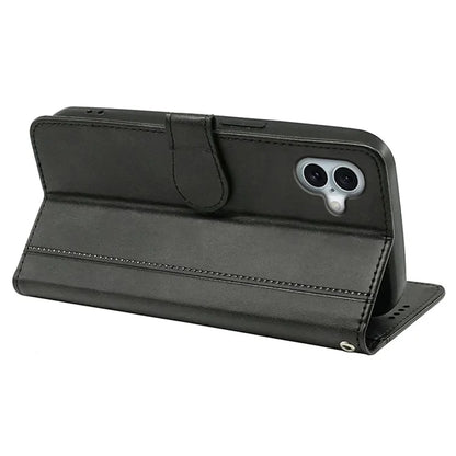 For iPhone 16 Plus Case Calf Texture Leather Stand Book Style Phone Cover