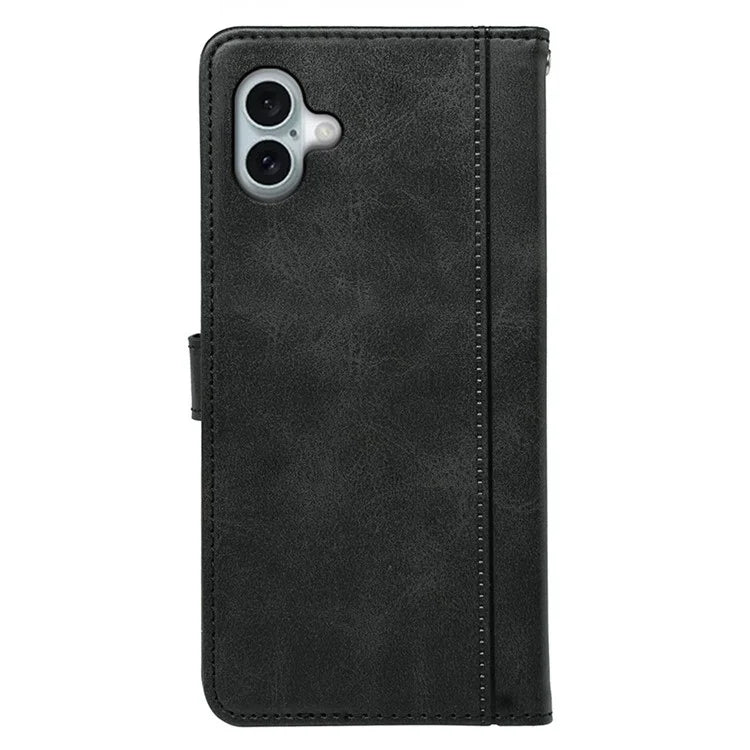 For iPhone 16 Plus Case Calf Texture Leather Stand Book Style Phone Cover