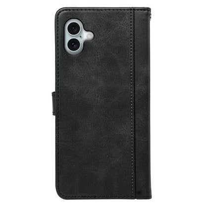 For iPhone 16 Plus Case Calf Texture Leather Stand Book Style Phone Cover