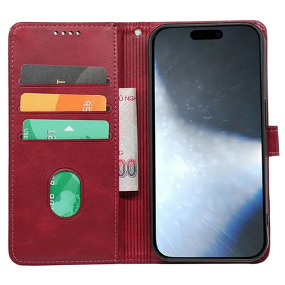 For iPhone 16 Plus Case Calf Texture Leather Stand Book Style Phone Cover