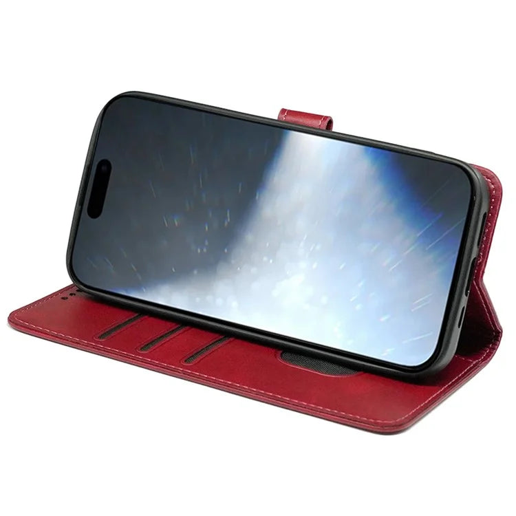 For iPhone 16 Plus Case Calf Texture Leather Stand Book Style Phone Cover