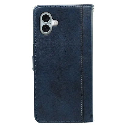 For iPhone 16 Plus Case Calf Texture Leather Stand Book Style Phone Cover