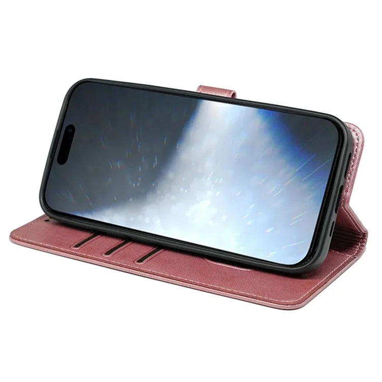 For iPhone 16 Plus Case Calf Texture Leather Stand Book Style Phone Cover