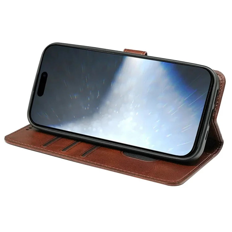 For iPhone 16 Plus Case Calf Texture Leather Stand Book Style Phone Cover