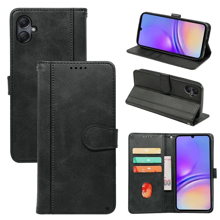 For Samsung Galaxy A06 Case Calf Texture Leather Stand Book Style Phone Cover