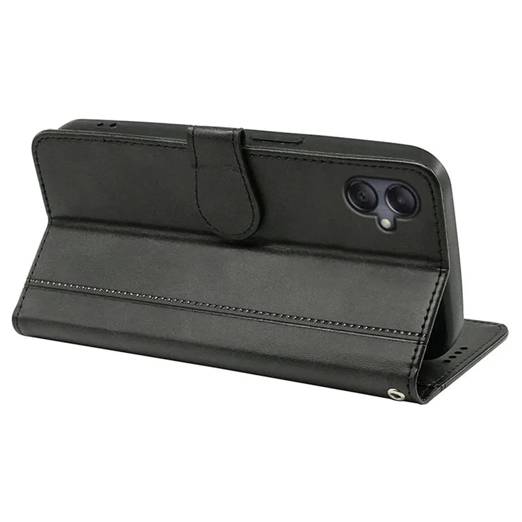 For Samsung Galaxy A06 Case Calf Texture Leather Stand Book Style Phone Cover
