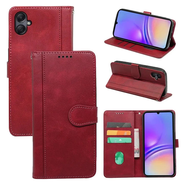 For Samsung Galaxy A06 Case Calf Texture Leather Stand Book Style Phone Cover