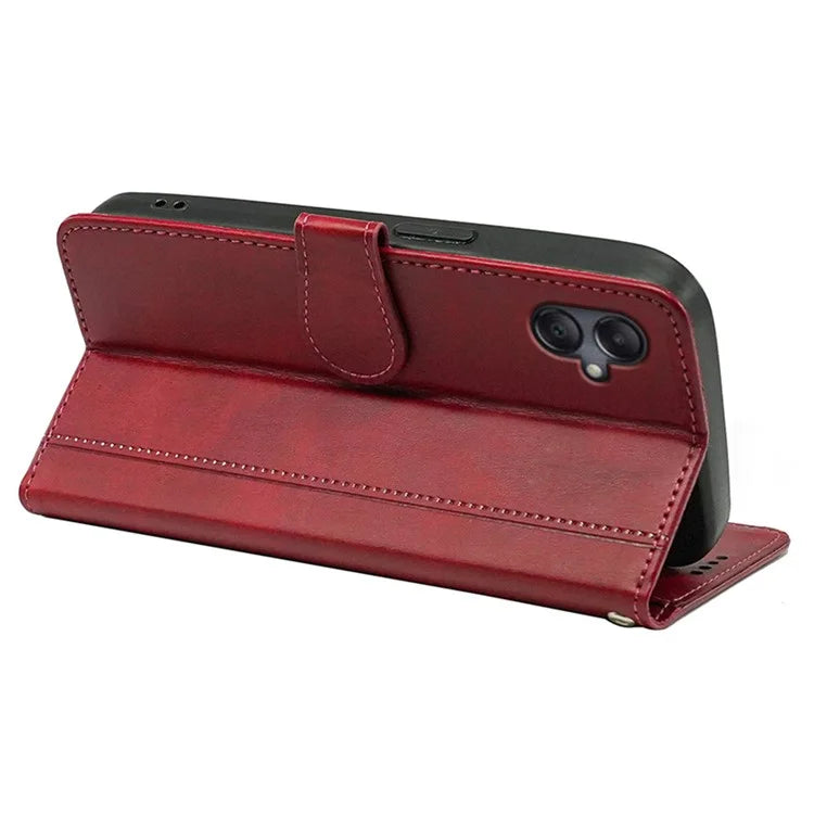 For Samsung Galaxy A06 Case Calf Texture Leather Stand Book Style Phone Cover