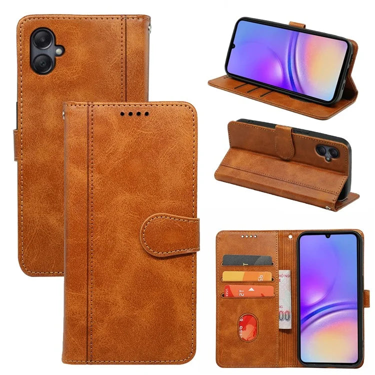 For Samsung Galaxy A06 Case Calf Texture Leather Stand Book Style Phone Cover