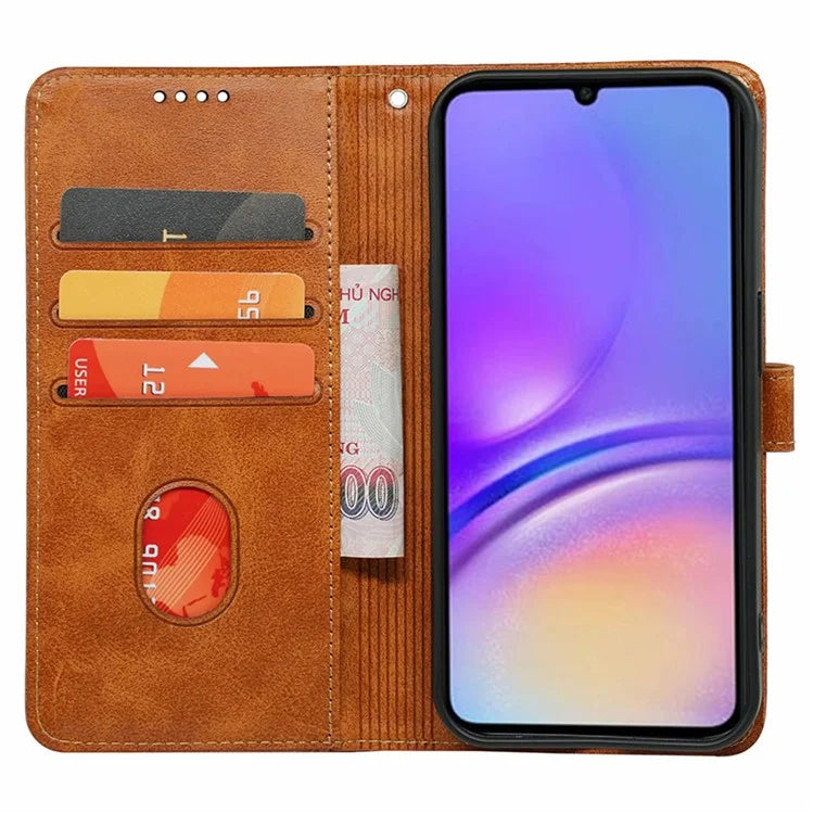For Samsung Galaxy A06 Case Calf Texture Leather Stand Book Style Phone Cover