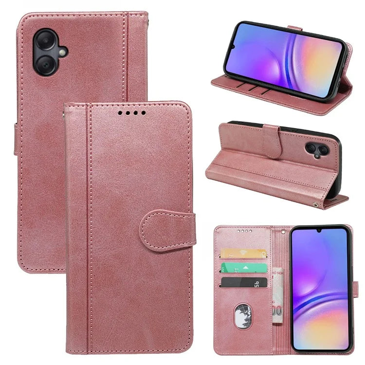 For Samsung Galaxy A06 Case Calf Texture Leather Stand Book Style Phone Cover