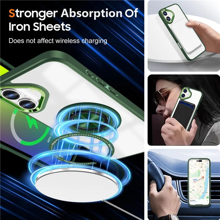For iPhone 16 Case Magnetic Ring Holder Kickstand PC+TPU Phone Cover