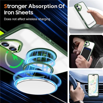 For iPhone 16 Case Magnetic Ring Holder Kickstand PC+TPU Phone Cover