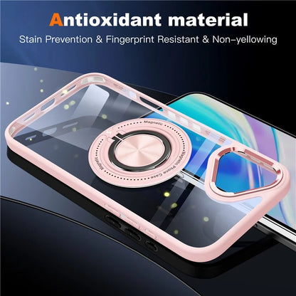For iPhone 16 Plus Case Magnetic Ring Holder Kickstand PC+TPU Phone Cover