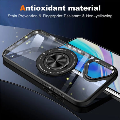 For iPhone 16 Plus Case Magnetic Ring Holder Kickstand PC+TPU Phone Cover