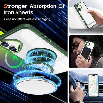 For iPhone 16 Plus Case Magnetic Ring Holder Kickstand PC+TPU Phone Cover