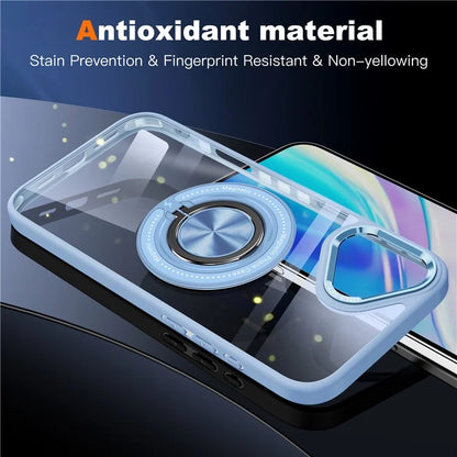 For iPhone 16 Plus Case Magnetic Ring Holder Kickstand PC+TPU Phone Cover