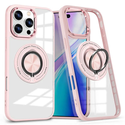 For iPhone 16 Pro Case Magnetic Ring Holder Kickstand PC+TPU Phone Cover