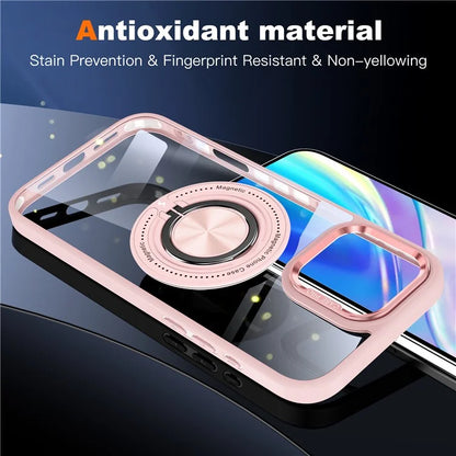 For iPhone 16 Pro Case Magnetic Ring Holder Kickstand PC+TPU Phone Cover
