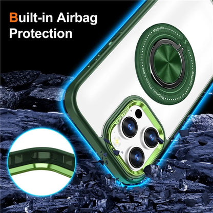 For iPhone 16 Pro Case Magnetic Ring Holder Kickstand PC+TPU Phone Cover