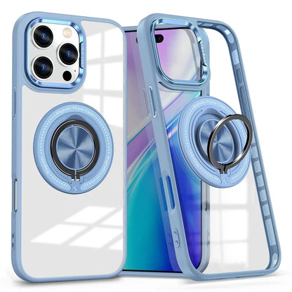 For iPhone 16 Pro Case Magnetic Ring Holder Kickstand PC+TPU Phone Cover